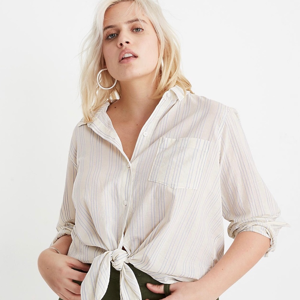 Madewell Tie-Front Shirt in Stripe